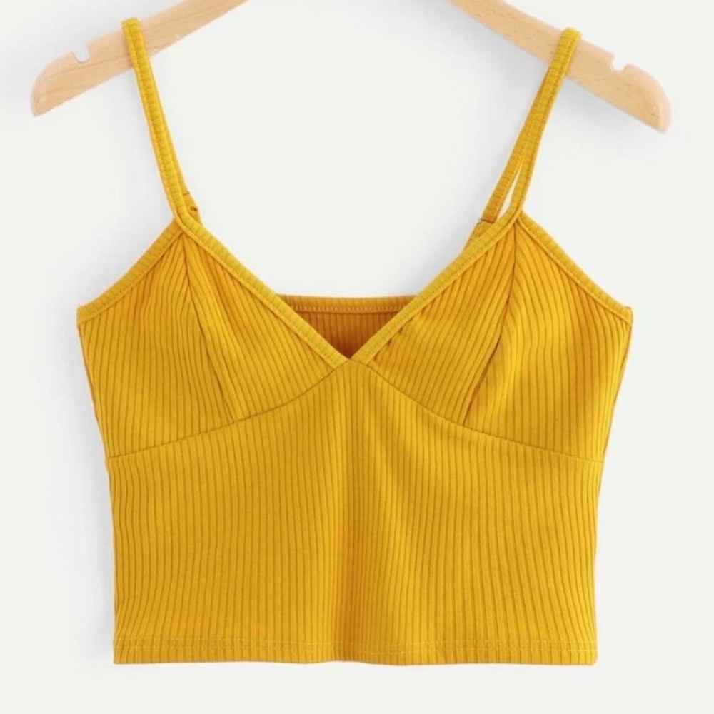 Ribbed Fitted Mustard Yellow Tank